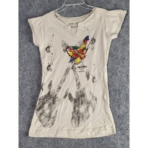 Hard Rock Cafe Singapore T-Shirt Butterfly Graphic Organic Cotton Women Sz Large